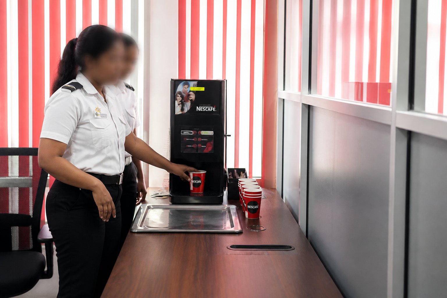 An anonymized real SB Cafe coffee vending machine installation in Sri Lanka